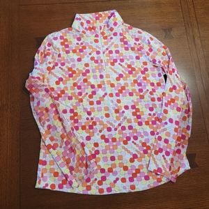 Ibkul Dotti Print Gold 3/4 Zip Pullover Large